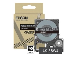 Epson LabelWorks LK-5BWJ - Blanco sobre negro mate - rollo (1,8 cm x 8 m) 1 cinta(s) caja para colgar - cartucho de cinta - para LabelWorks LW-C410, LW-C610