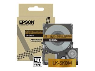Epson LabelWorks LK-5KBM - Negro sobre oro metálico - Rollo (1,8 cm x 9 m) 1 cinta(s) caja para colgar - cartucho de cinta - para LabelWorks LW-C410, LW-C610