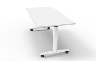Table de réunion TAXI - mobile et pliante - L120 x P80 x H73,7 cm - plateau blanc