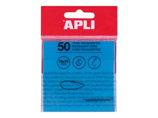 Apli - Notes adhésives - 50 feuilles - 75 x 75 mm - transparentes bleu