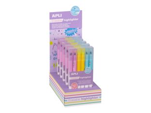 APLI - Surligneur double pointe - non permanent - jaune, bleu pastel, rose (pack de 30)