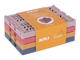 APLI Up North - Bandeja de almacenamiento - beige, mostaza, rosa coral, azul-gris (paquete de 4)