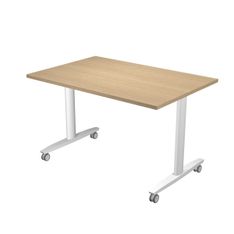 Table de réunion TAXI - Mobile et pliable - L120 x P80 x H73,7 cm - plateau chêne