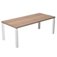 Bureau Manager FLORA - L210 x P90 cm - pieds en métal blanc - plateau imitation merisier arabis