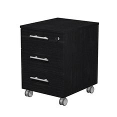 Caisson mobile Flora - L41,8 x P52 x H61,5 cm - 3 tiroirs - imitation frêne noir