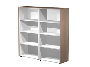 Bibliothèque haute double Flora - L162,8xP43xH158,2 cm - 6 étagères - merisier arabis