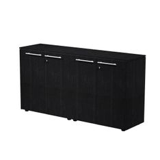 Armoire basse double Flora - L162,8xP43xH81,4 cm - portes mélaminés - 2 étagères - frêne noir