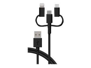 Bigben Connected - Câble 3 en 1 USB A/micro USB & USB C & Lightning - 1.2 m - noir