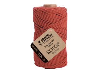 Graine Creative - cordon de macramé - diamètre de 2 x 100 m - rouge - coton recyclé