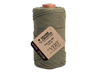Graine Creative - Cordon de macramé - diamètre de 2 x 100 m - vert - coton recyclé