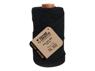Graine Creative - Cordon de macramé - diamètre de 2 x 100 m - noir - coton recyclé