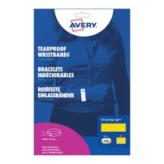 Avery - 100 bracelets indéchirables - 19 x 256 mm - jaune