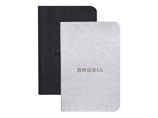 RHODIA Rhodiarama - 2 Carnets souples 7 x 10,5 cm - 64 pages - ligné - argent et noir