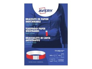 Avery - 100 Étiquettes pour bracelet - 19 x 256 mm - rouge fluo