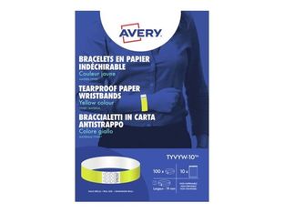 Avery - 100 Étiquettes pour bracelet - 19 x 256 mm - jaune fluo