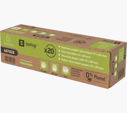 Exacompta - 20 Bobines thermiques - rouleaux pour SUMUP - 57 x 30 mm x 9 m - sans phénol et sans plastique