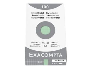 Exacompta - Pack de 100 Fiches Bristol - A7 - petits carreaux - vert