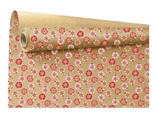 Logistipack Armance - Papier cadeau Kraft - 70 cm x 25 m - boules de Noel rouges