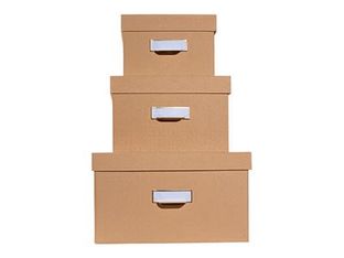 Exacompta OfficeByMe - Lot de 3 boîtes de rangement - beige