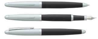 Parure plume + bille HECHTER PARIS "Alliance Intemporel" coloris black & silver métal satiné soft touch