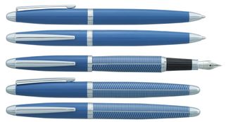 Parure plume + bille HECHTER PARIS "Alliance Rayures" coloris bleu clair