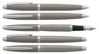 Parure plume + bille HECHTER PARIS "Alliance Rayures" coloris gris