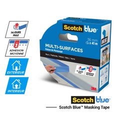 Scotch blue - Ruban de masquage Multi Surfaces - 36 mm x 41 m - 1 Rouleau/Emballage