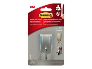 Command - Petit crochet nickel + 2 languettes autocollantes