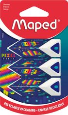 Maped Pixel Party - Blister de 3 gommes pyramide - coloris assortis