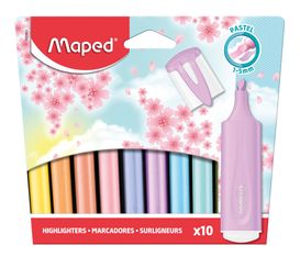 Maped Fluo'Peps Pastel - Boite de 10 Surligneurs - couleurs assorties