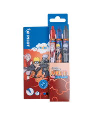  Pilot Frixion Ball Clicker Naruto - Pack de 3 Rollers effaçables - 0,7 mm - couleurs assorties