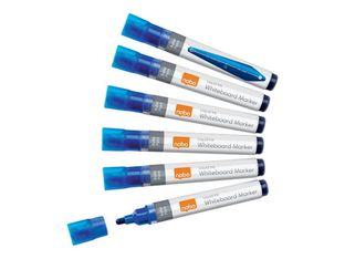 Nobo Liquid Ink - 10 Marqueurs - non permanent - pour verre, tableau blanc, émail - bleu - 3 mm