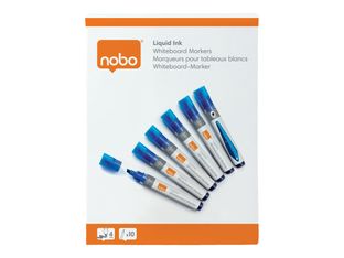 Nobo Liquid Ink - Marqueur non permanent - pour verre, tableau blanc - bleu - 4 mm (pack de 10)