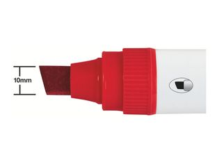Nobo Glide Jumbo – Pack de 4 marqueurs pour tableau blanc, pointe biseautée 10 mm, encre rouge à séchage rapide