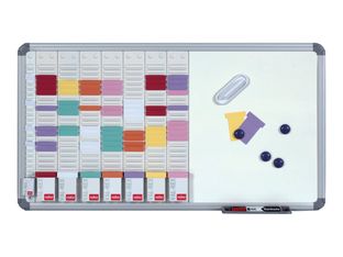 Nobo tableau combiné: tableau blanc, planning à cartes - 24 logements x 8 colonnes