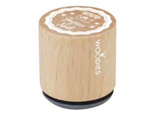 Woodies Christmas - Tampon encreur - Joyeux Noël cadeaux - 3 cm de diamètre - caoutchouc, bois de hêtre