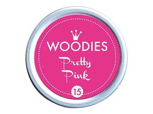 Woodies - Tampon encreur rond - Rose mignon - 3,5 cm de diamètre