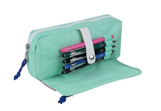 Trousse rectangulaire Oxford Fancy - 4 compartiments - bleu turquoise - Hamelin