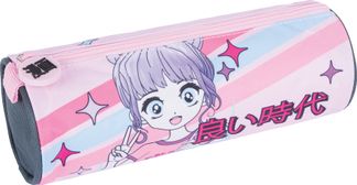 Trousse ronde Manga girl - 1 compartiment - Oberthur