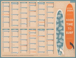 Calendrier Emploi du temps effaçable - 12 mois sur une face - 32 x 42 cm - Bouchut