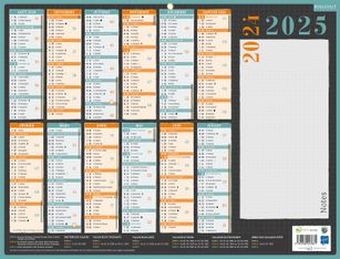 Calendrier Emploi du temps effaçable - 12 mois sur une face - 32 x 42 cm - Bouchut