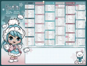 Calendrier Feeribiz - 6 mois par face - 32 x 42 cm - Bouchut