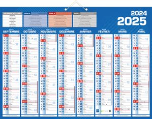 Calendrier bancaire 8 mois par face - 40,5 x 55 cm - bleu - Bouchut