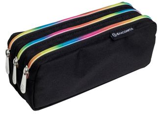 Trousse rectangulaire Rainbow - 3 compartiments - noir - Exacompta