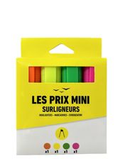 Les Prix Mini - Pack de 4 surligneurs - jaune, vert, rose et orange
