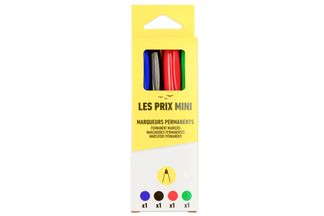 Les Prix Mini - Pack de 4 Marqueurs permanents - couleurs assorties - pointe moyenne