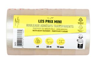 Les Prix Mini - 6 Rubans adhésifs transparents - 15 mm x 33 m