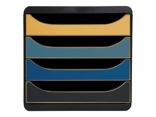 Exacompta NeoDeco - Module de classement 4 tiroirs - noir/bleu/or