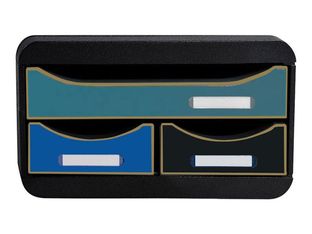 Exacompta Neo Deco - Module de classement 3 tiroirs - noir/multicolore