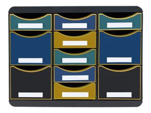 Exacompta Neo Deco - Module de classement 11 tiroirs - noir/multicolore
